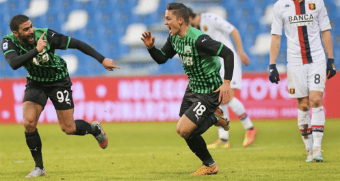 Esultanza Raspadori Sassuolo-Genoa