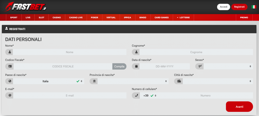 Codice di benvenuto Fastbet: Registrati