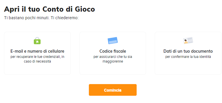 Registrarsi al sito per creare un account