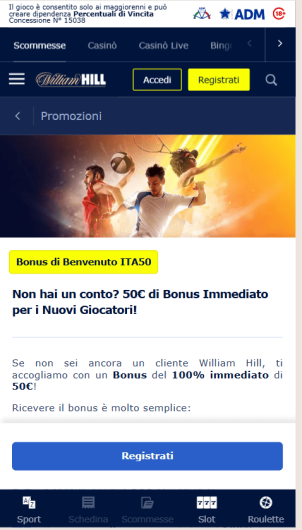 bonus benvenuto william hill