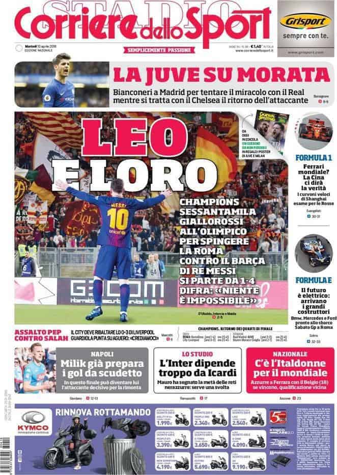 prima pagina corriere dello sport 10 aprile