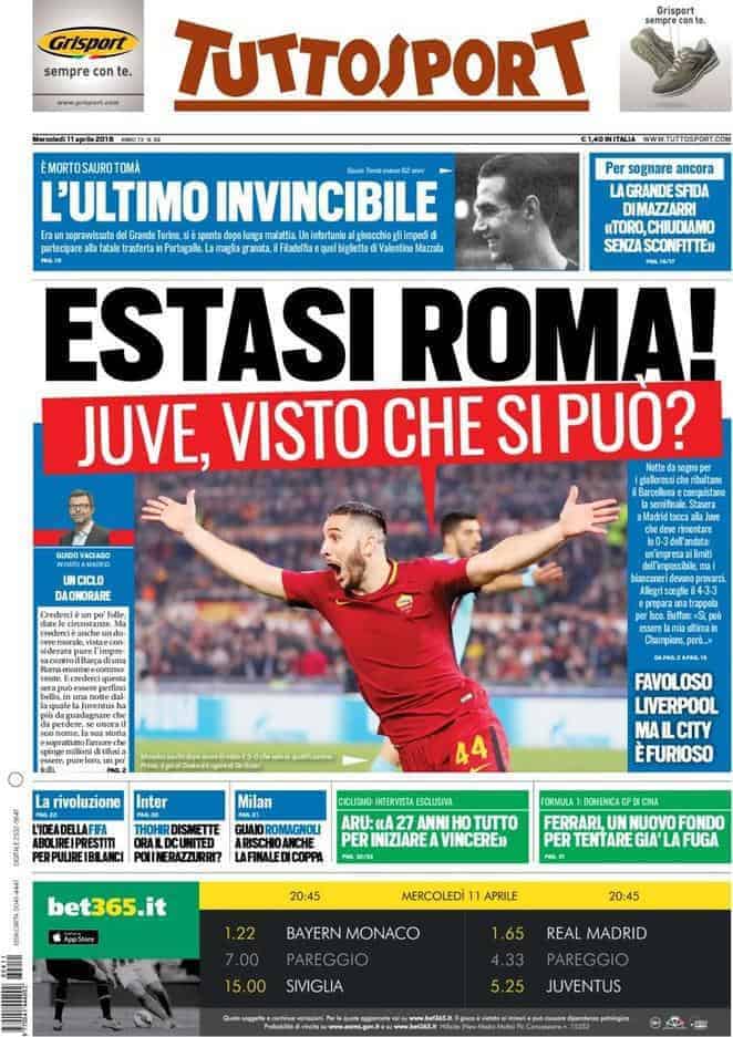 prima pagina tuttosport 11 aprile 2018