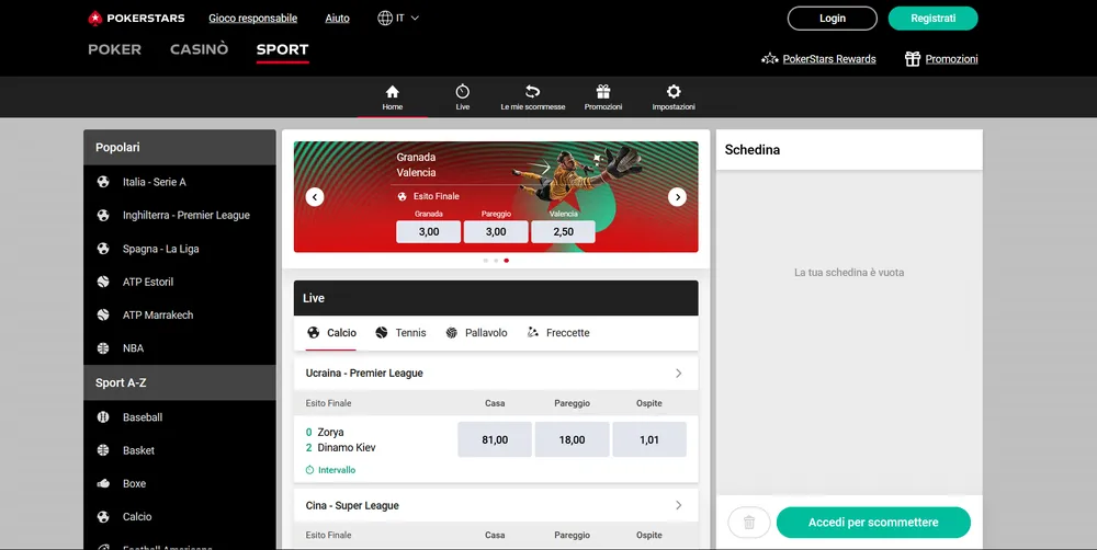 Home PokerStars scommesse