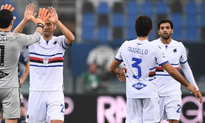Esultanza giocatori Sampdoria Audero Yoshida
