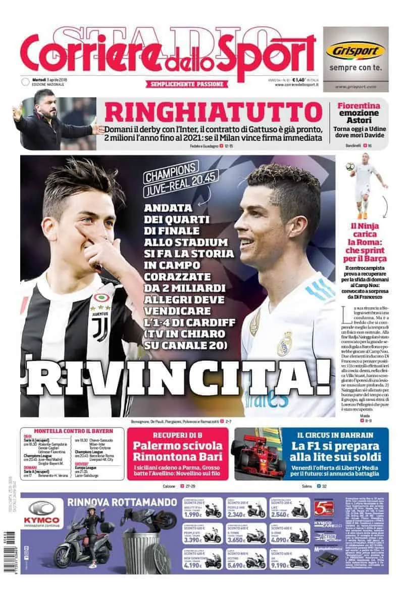 rassegna stampa corriere dello sport 3 aprile 2018