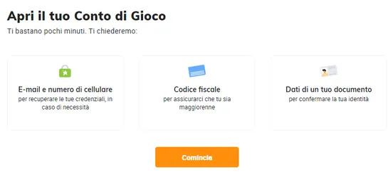Registrarsi al sito per creare un account