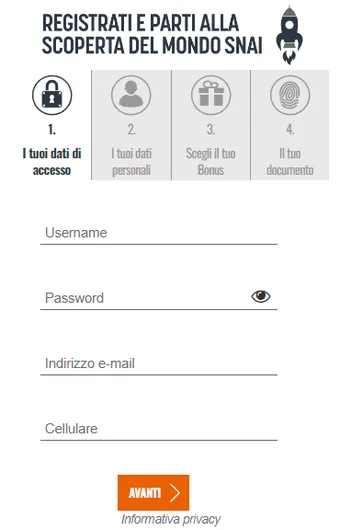 Come registrarsi con il codice promozionale Snai