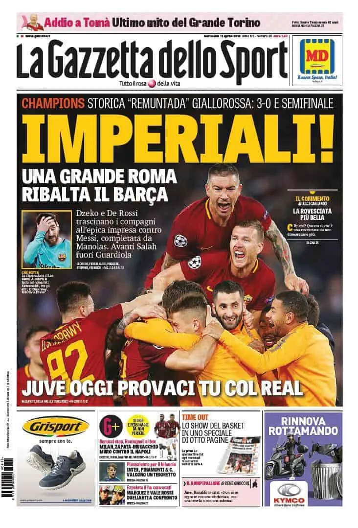 prima pagina gazzetta 11 aprile 2018