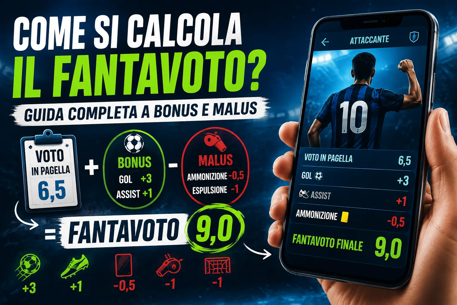 Come si calcola il fantavoto al Fantacalcio? Guida completa a bonus, malus e casi particolari