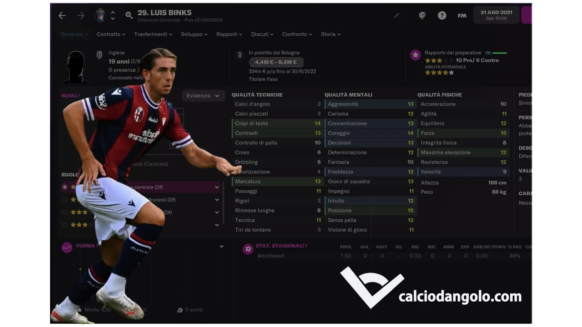 Luis Binks, il primo inglese della storia del Bologna