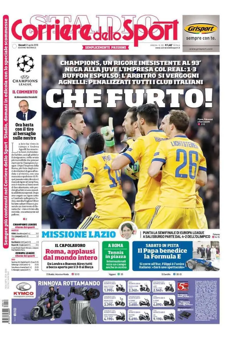 prima pagina corriere dello sport giovedì 12 aprile 2018