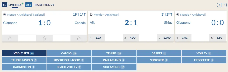 Scommesse Live – Vince Eurobet